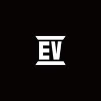 EV Logo monogram with pillar shape designs template vector