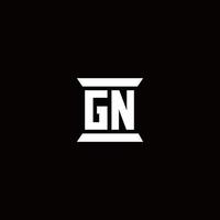monograma de logotipo gn con plantilla de diseños de forma de pilar vector