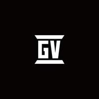 GV Logo monogram with pillar shape designs template vector