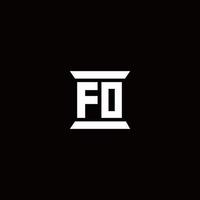 FO Logo monogram with pillar shape designs template vector