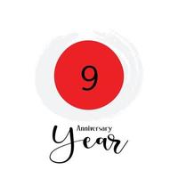 9 year anniversary logotype color for celebration vector