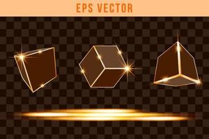 Set 3d shape orange shiny glow vector