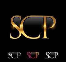 signo de vector de logotipo de monograma de oro scp