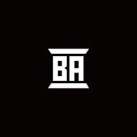 BA Logo monogram with pillar shape designs template vector