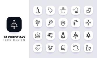 Line art incomplete chrismas icon pack. vector