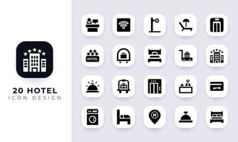 Minimal flat hotel icon pack. vector