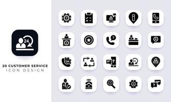 Minimal flat customer service icon pack. vector