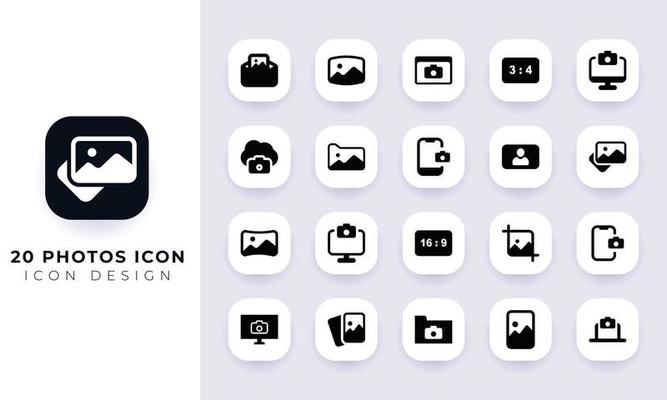 Minimal flat photos icon pack.