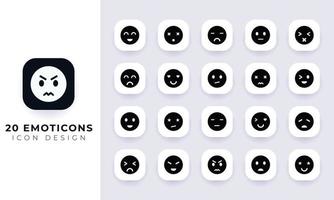 paquete de iconos de emoticonos planos mínimos. vector