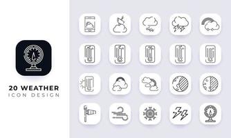 Line art incomplete weather icon pack. vector