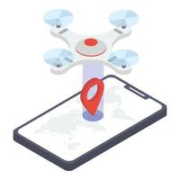 Flying drone with smartphone vector