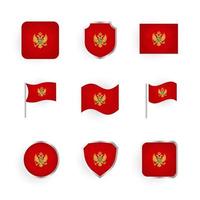 conjunto de iconos de bandera de montenegro vector