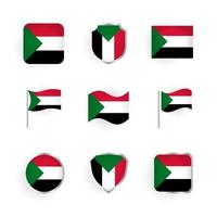 Sudan Flag Icons Set vector