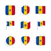conjunto de iconos de bandera de moldavia vector