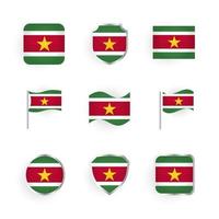 conjunto de iconos de bandera de surinam vector