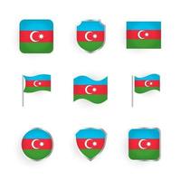 conjunto de iconos de bandera de azerbaiyán vector