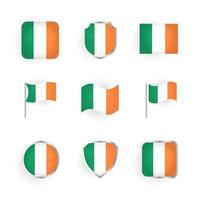 conjunto de iconos de bandera de irlanda vector