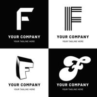 conjunto de logotipo de letra f en blanco y negro vector