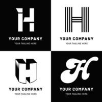 conjunto de logotipo de letra h en blanco y negro vector