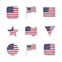 conjunto de iconos de bandera de Estados Unidos