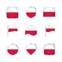 conjunto de iconos de bandera de polonia vector