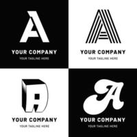 conjunto de logotipo de letra a en blanco y negro vector