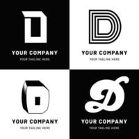 conjunto de logotipo de letra d en blanco y negro vector