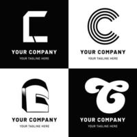 Black and White Letter C Logo Set vector