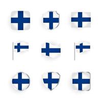 conjunto de iconos de bandera de finlandia vector