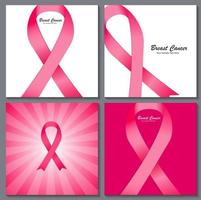 Breast Cancer Awareness Pink Ribbon Background Collection Set Ve vector