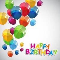 Color Glossy Balloons Happy Birthday Background Vector Illustrat