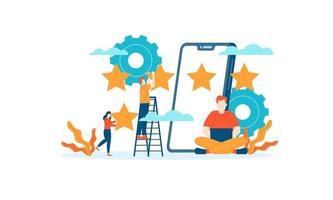 Mobile App Star Review rating people give feedback vector