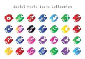 Social media icons brush type vector