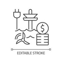 Tidal energy price linear icon vector