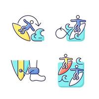 Conjunto de iconos de colores rgb de deportes acuáticos extremos vector