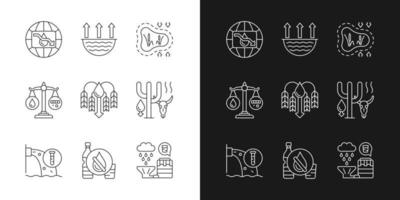 Water resources lacking linear icons set for dark and light mode vector