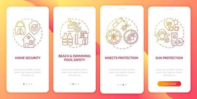 pantalla de la página de la aplicación móvil de incorporación de vacaciones seguras vector
