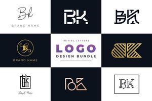 Set of collection Initial Letters BK Logo Design. vector