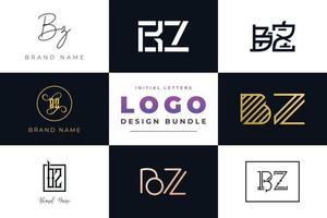 Set of collection Initial Letters BZ Logo Design. vector