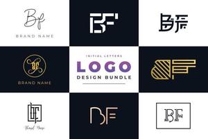 Set of collection Initial Letters BF Logo Design. vector