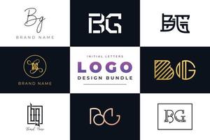 Set of collection Initial Letters BG Logo Design. vector