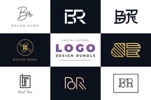 Set of collection Initial Letters BR Logo Design. vector