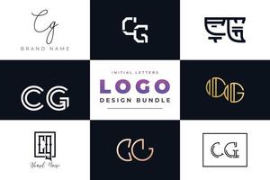 conjunto de letras iniciales de colección diseño de logotipo cg. vector