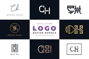 conjunto de colección de letras iniciales ch diseño de logotipo. vector