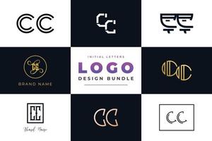 Set of collection Initial Letters CC Logo Design. vector