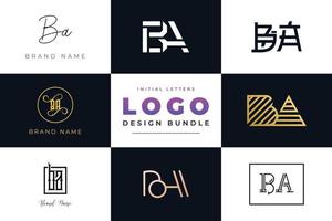 Set of collection Initial Letters BA Logo Design. vector
