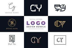 Set of collection Initial Letters CY Logo Design. vector