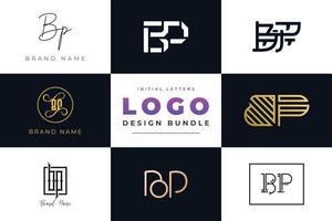 Set of collection Initial Letters BP Logo Design. vector