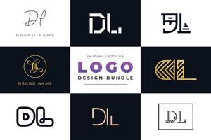 Set of collection Initial Letters DL Logo Design. vector