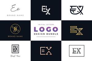 Set of collection Initial Letters EX Logo Design. vector